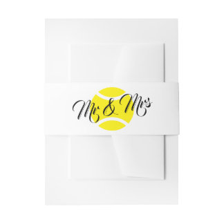 Mr & Mrs tennis wedding invitation belly band