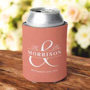 Mr Mrs Terracotta Wedding Favour  Can Cooler