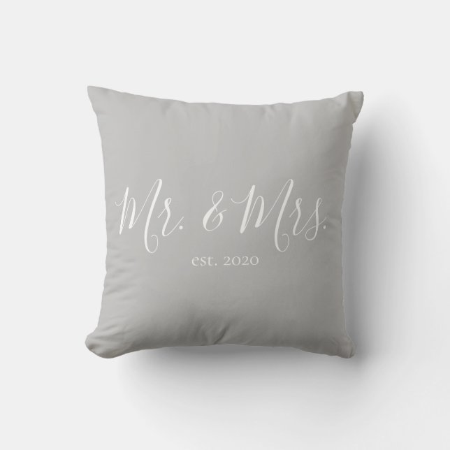 Mr. & Mrs. Throw Pillow for Newlyweds Anniversary (Front)