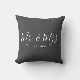 Mr. & Mrs. Throw Pillow for Newlyweds Anniversary