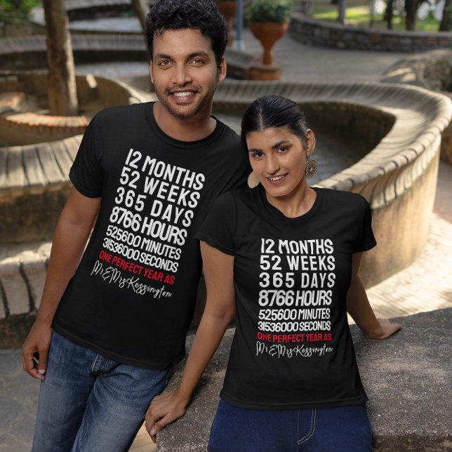 Mr & Mrs Time 1st Wedding Anniversary  T-Shirt (Creator Uploaded)
