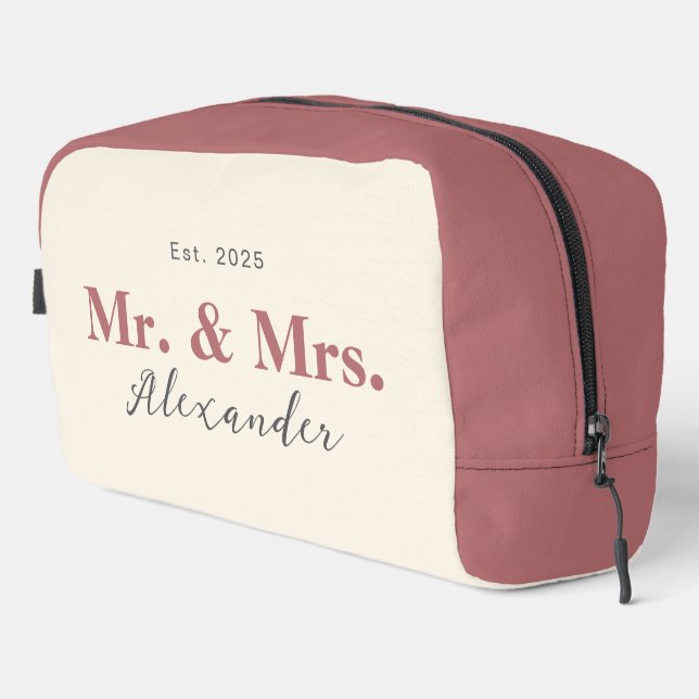 Mr. & Mrs. Toiletry Bag for Couple (Pink: B77072) (Right Corner)