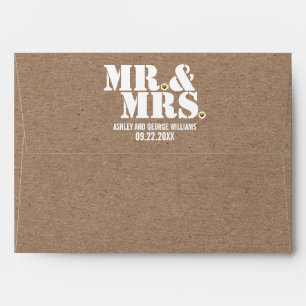 Mr. & Mrs. typography kraft paper rustic wedding Envelopes