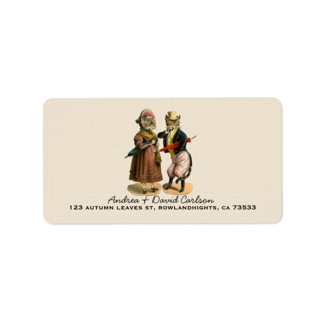 Mr.& Mrs. Vintage Well-dressed Kitty Cat Label (Front)