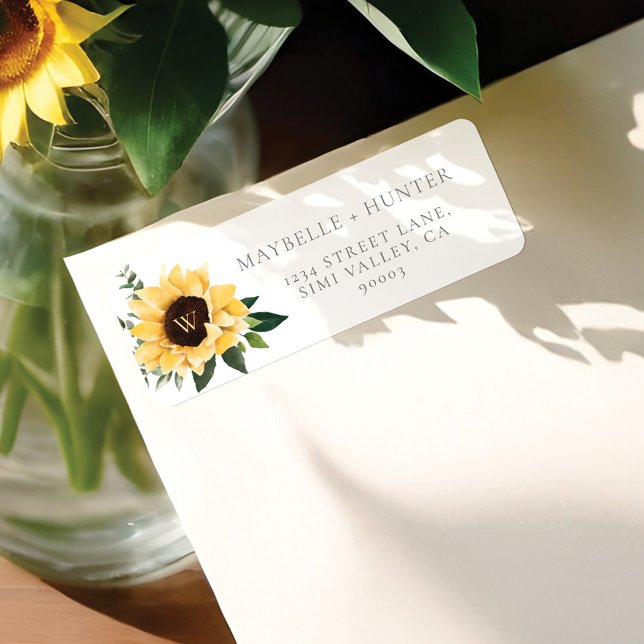 Mr. & Mrs. Watercolor Sunflowers & Wildflower (Mr. & Mrs. Watercolor Sunflowers & Wildflower Label)
