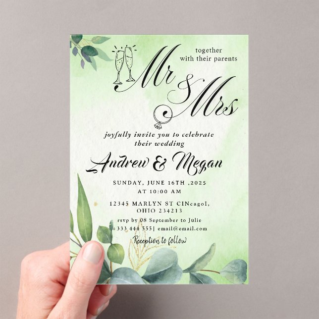 MR & mrs Wedding Acrylic Invitations (Insitu (Handheld))