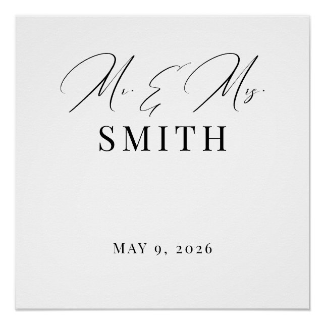 Mr & Mrs Wedding Backdrop Banner Poster (Front)