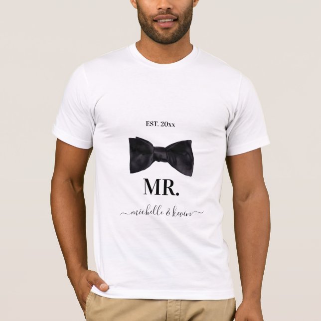Mr. & Mrs. Wedding Black & White T-Shirt (Front)