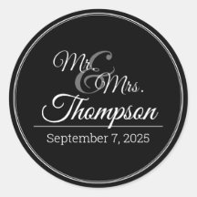 Mr. & Mrs. Wedding Celebration Date Classic Round