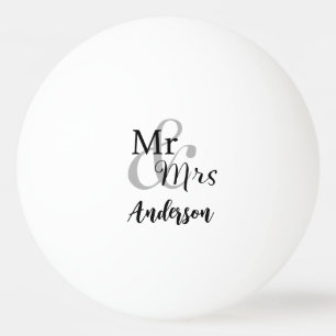 Mr & Mrs Wedding Couple Custom Surname Ping Pong Ball