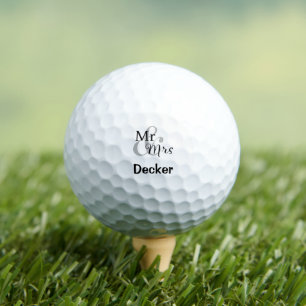 Mr & Mrs Wedding Couple Golf Balls