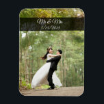 Mr & Mrs Wedding Couple Photo Mini Magnet<br><div class="desc">Add your beautiful wedding picture to this lovely refrigerator magnet to remember that special day! Add your own photo and date in the customisation area.</div>