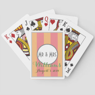 MR & MRS, WEDDING Date, MELON & MANGO stripes, Playing Cards