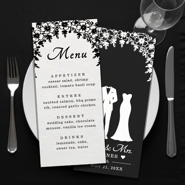Mr & Mrs Wedding Dress Tuxedo Floral Arch Menu (Creator Uploaded)