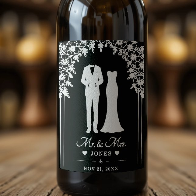 Mr & Mrs Wedding Dress Tuxedo Newlywed Couple Wine Label (Mr & Mrs Wedding Dress Tuxedo Newlywed Couple Wine Label
)