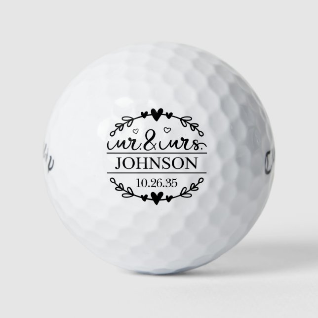 Mr & Mrs Wedding Favor Golf Balls (Front)
