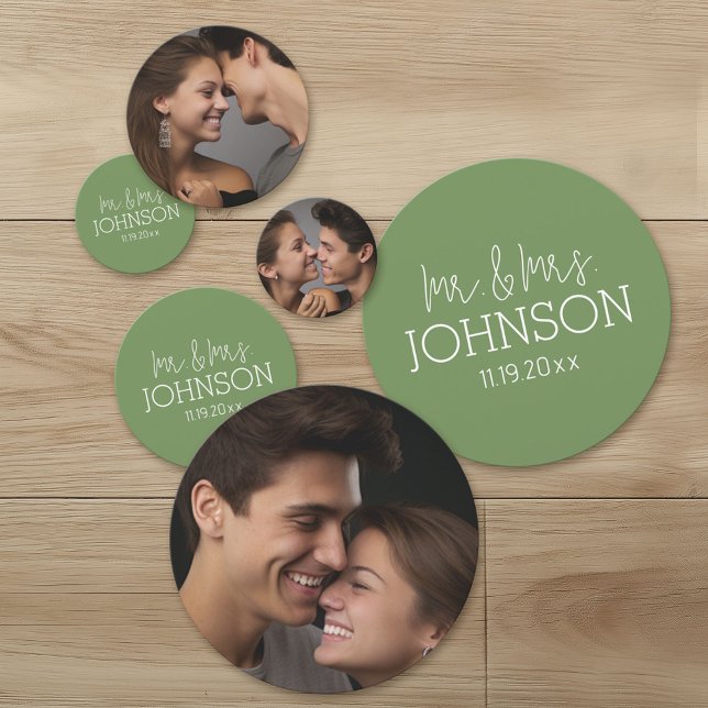 Mr. & Mrs. Wedding Favour - Sage Green Confetti (Custom Wedding Anniversary Confetti with Photos)