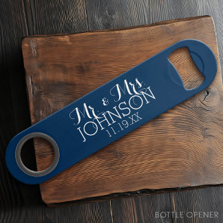 Mr & Mrs Wedding Favour Solid Colour Navy Blue