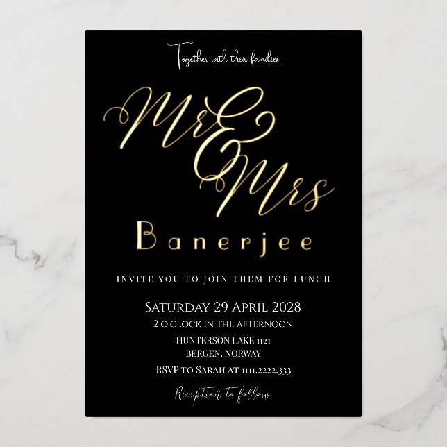 Mr & Mrs Wedding Foil Invitation (Front)