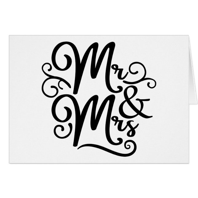 Mr & Mrs Wedding Just Married Black White Monogram (Front Horizontal)