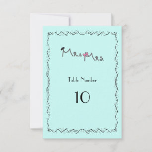 Mr. & Mrs. Wedding Mint Colour Table Place Card