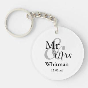Mr & Mrs Wedding Personalised Keyring Name & Date