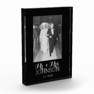 Mr Mrs Wedding Photo - black and white anniversary Block