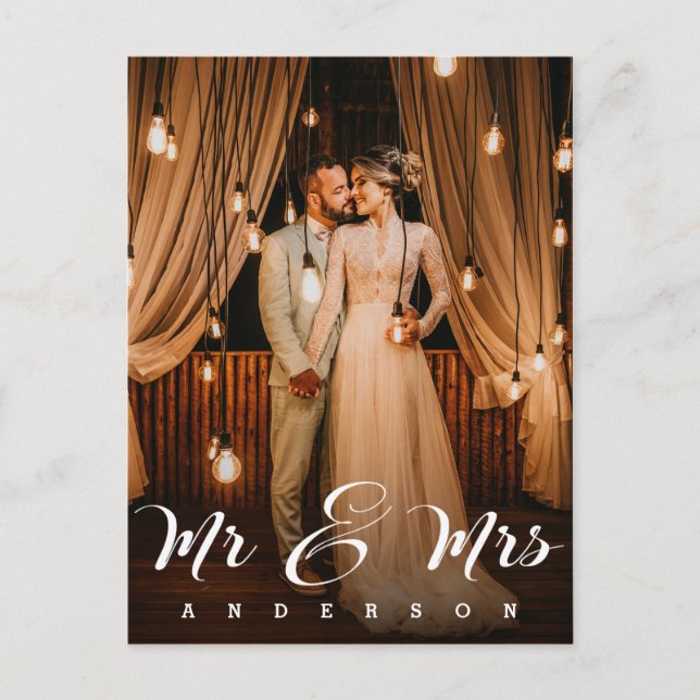 Mr & Mrs  | Wedding Photo Thank You Postcard (Front)