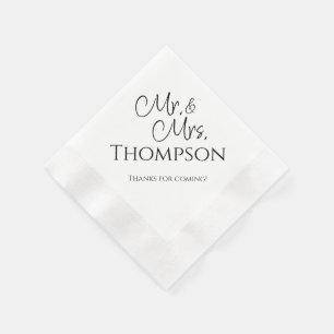 Mr. & Mrs. Wedding Reception Cocktail Napkins
