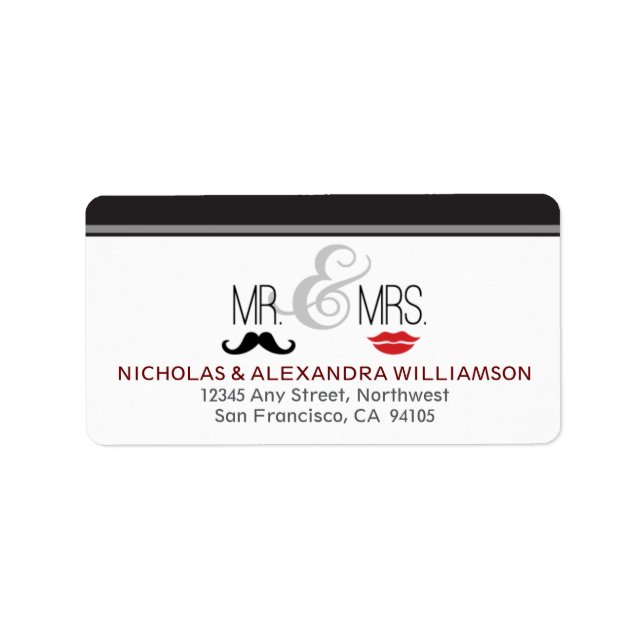 Mr. & Mrs. Wedding Return Address Labels (black) (Front)