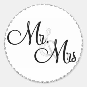 Mr & Mrs. Wedding SEALS/STICKERS BLING Classic Round Sticker