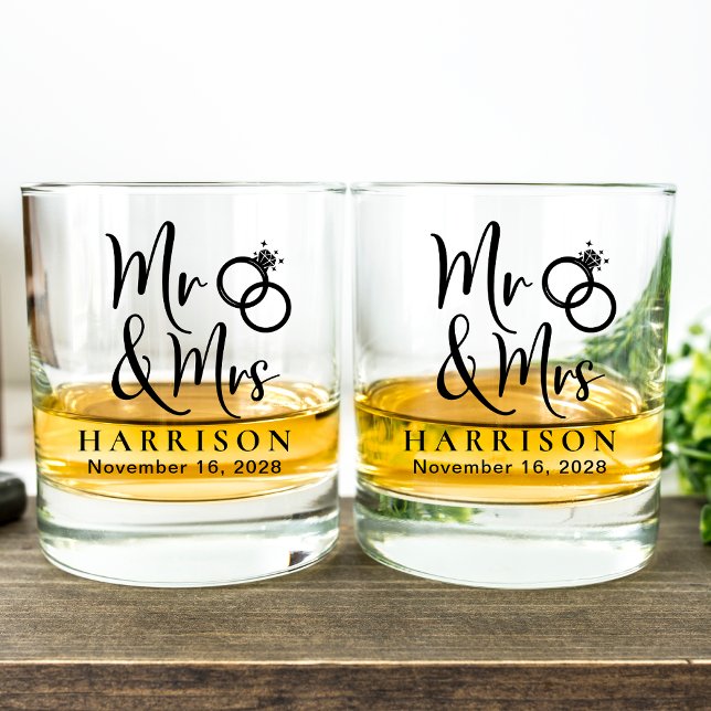 Mr Mrs Wedding  Whiskey Glass (Creator Uploaded)