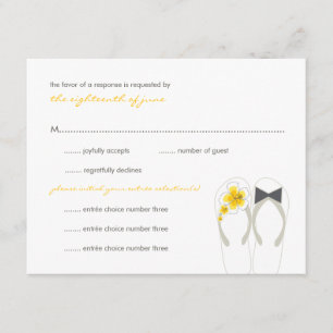 Mr & Mrs Yellow Flip Flops Beach Wedding RSVP Card