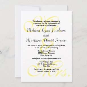 Mr. & Mrs. Yellow - Wedding & Reception Invitation