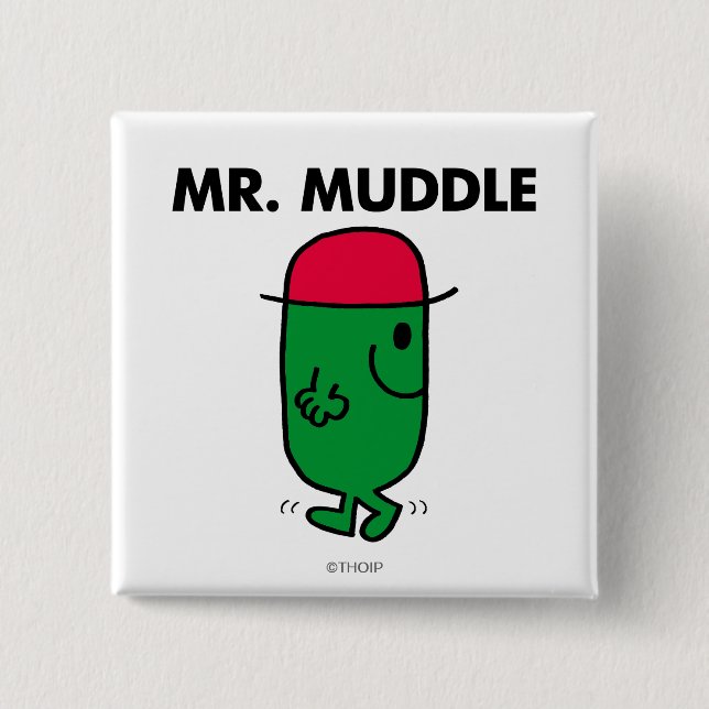 Mr. Muddle | Walking Backwards 15 Cm Square Badge (Front)