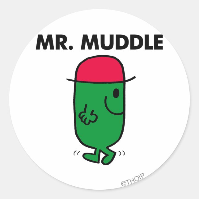 Mr. Muddle | Walking Backwards Classic Round Sticker (Front)
