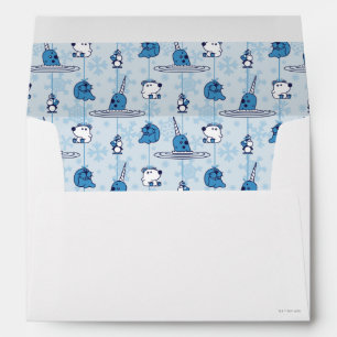 Mr. Narwhal Blue Snowflake Pattern Envelope