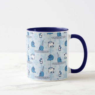 Mr. Narwhal Blue Snowflake Pattern Mug