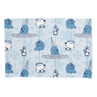 Mr. Narwhal Blue Snowflake Pattern Pillowcase