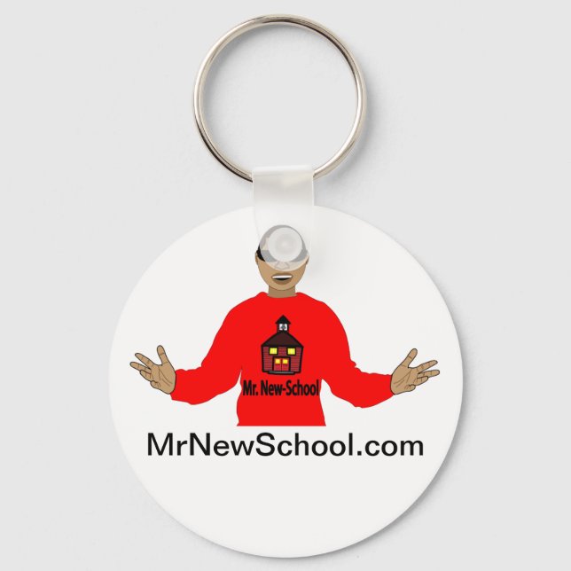 Mr. New-School Button Keychain (2.25 Inch) (Front)