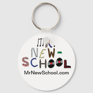 Mr. New-School Font Button Keychain (2.25 Inch)