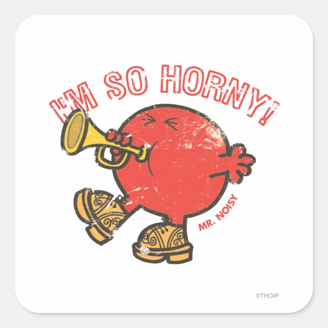 Mr. Noisy Tooting His Horn Square Sticker (Front)