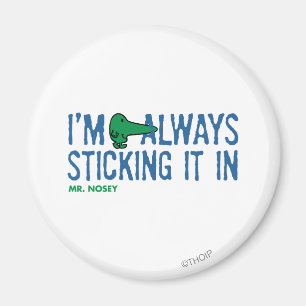 Mr. Nosey Nosing Around Blue Lettering Magnet