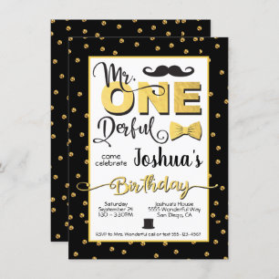 Mr. Onderful 1st Birthday party invitation
