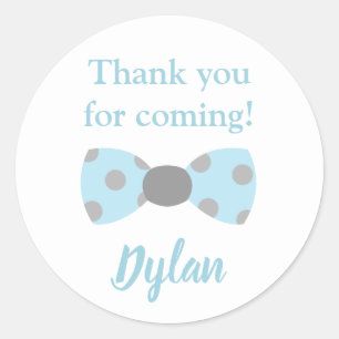 Mr One derful blue and grey bow tie Classic Round Sticker