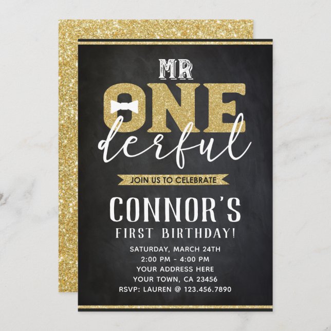 Mr Onederful 1st Birthday Invitation (Front/Back)