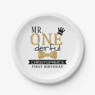 Mr. ONEderful 1st Birthday Paper Plate
