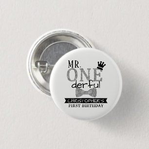 Mr. ONEderful 1st Birthday Party Favour 3 Cm Round Badge