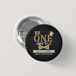 Mr. ONEderful 1st Birthday Party Favour 3 Cm Round Badge