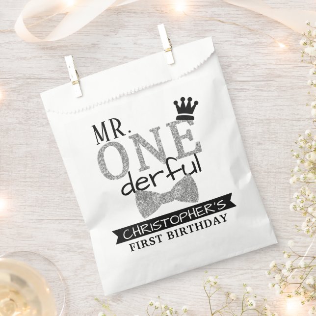 Mr. ONEderful 1st Birthday Party Favour Bags (Clipped)